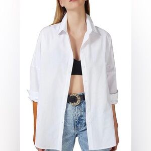 NWT Big Dart white button down shirt with 3/4 sleeves